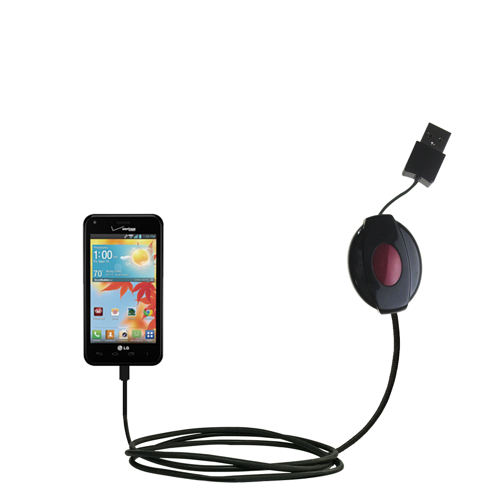 Retractable USB Power Port Ready charger cable designed for the LG Enact and uses TipExchange