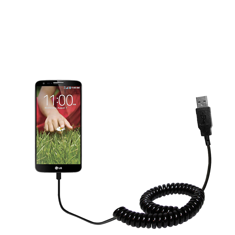 Coiled USB Cable compatible with the LG G2