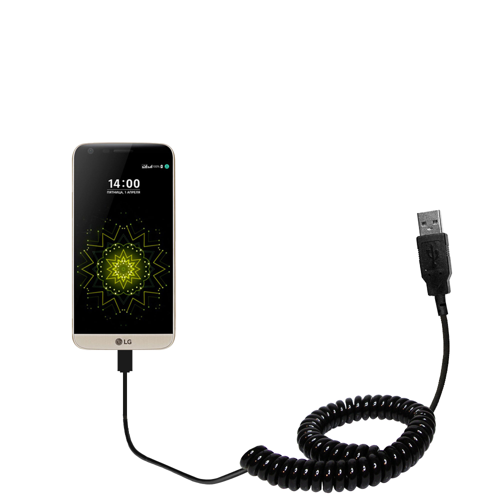Coiled USB Cable compatible with the LG G5