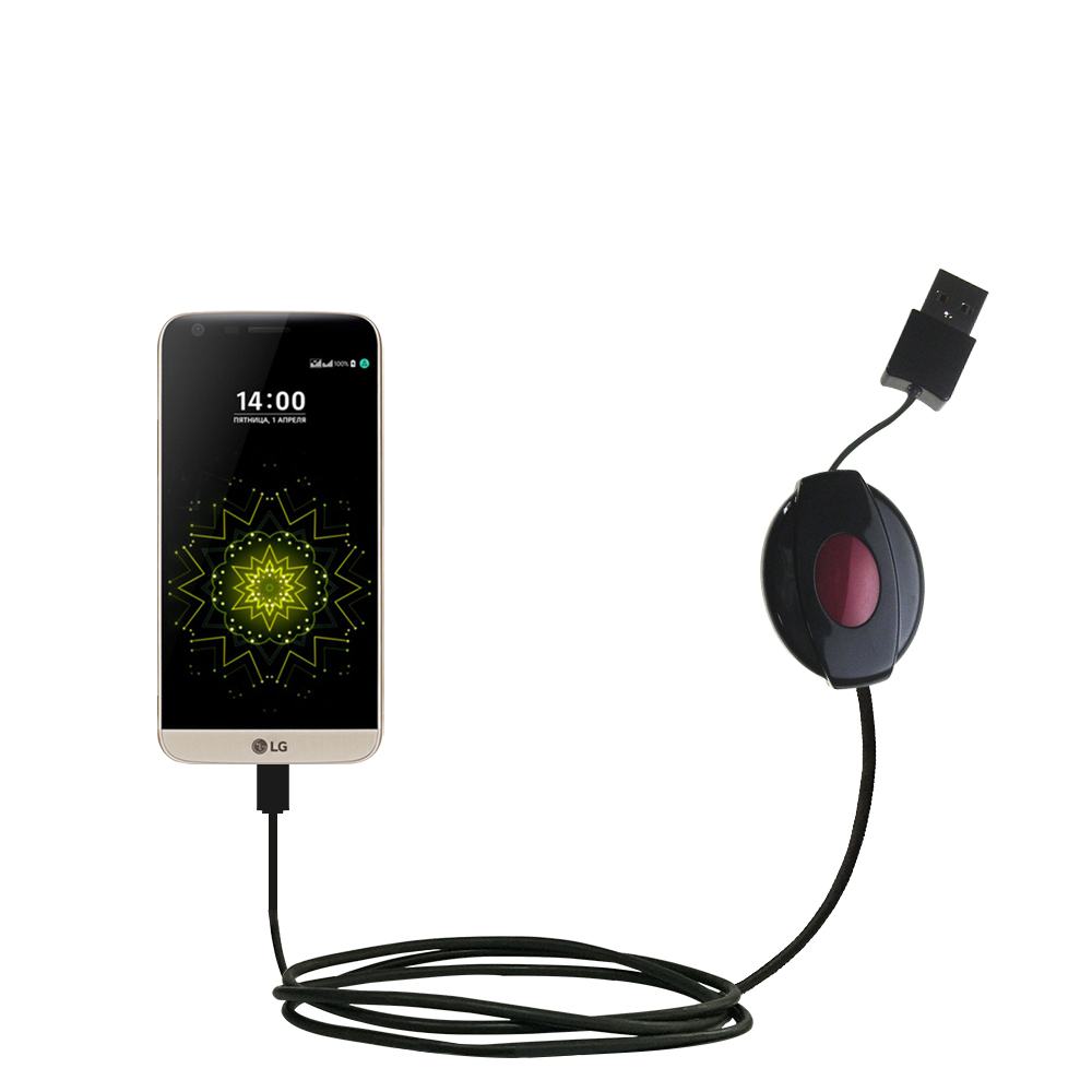 Retractable USB Power Port Ready charger cable designed for the LG G5 and uses TipExchange