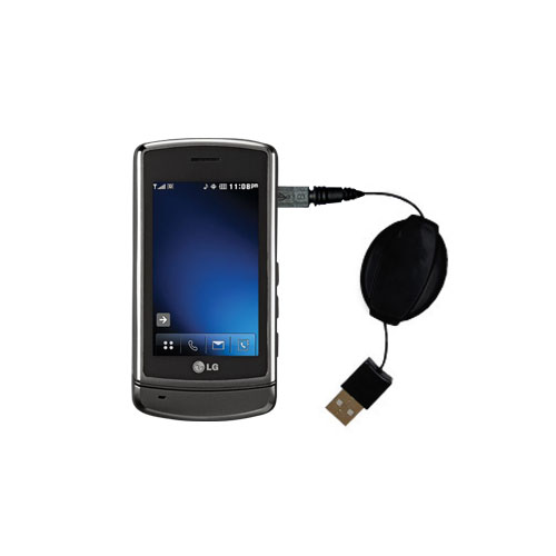 Retractable USB Power Port Ready charger cable designed for the LG Glimmer and uses TipExchange