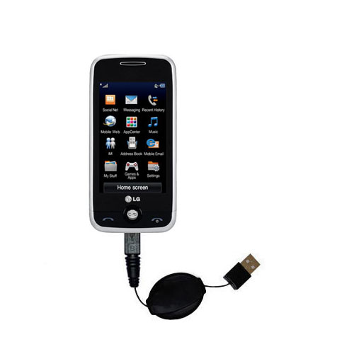 Retractable USB Power Port Ready charger cable designed for the LG GS390 and uses TipExchange