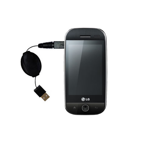 Retractable USB Power Port Ready charger cable designed for the LG GW620 and uses TipExchange