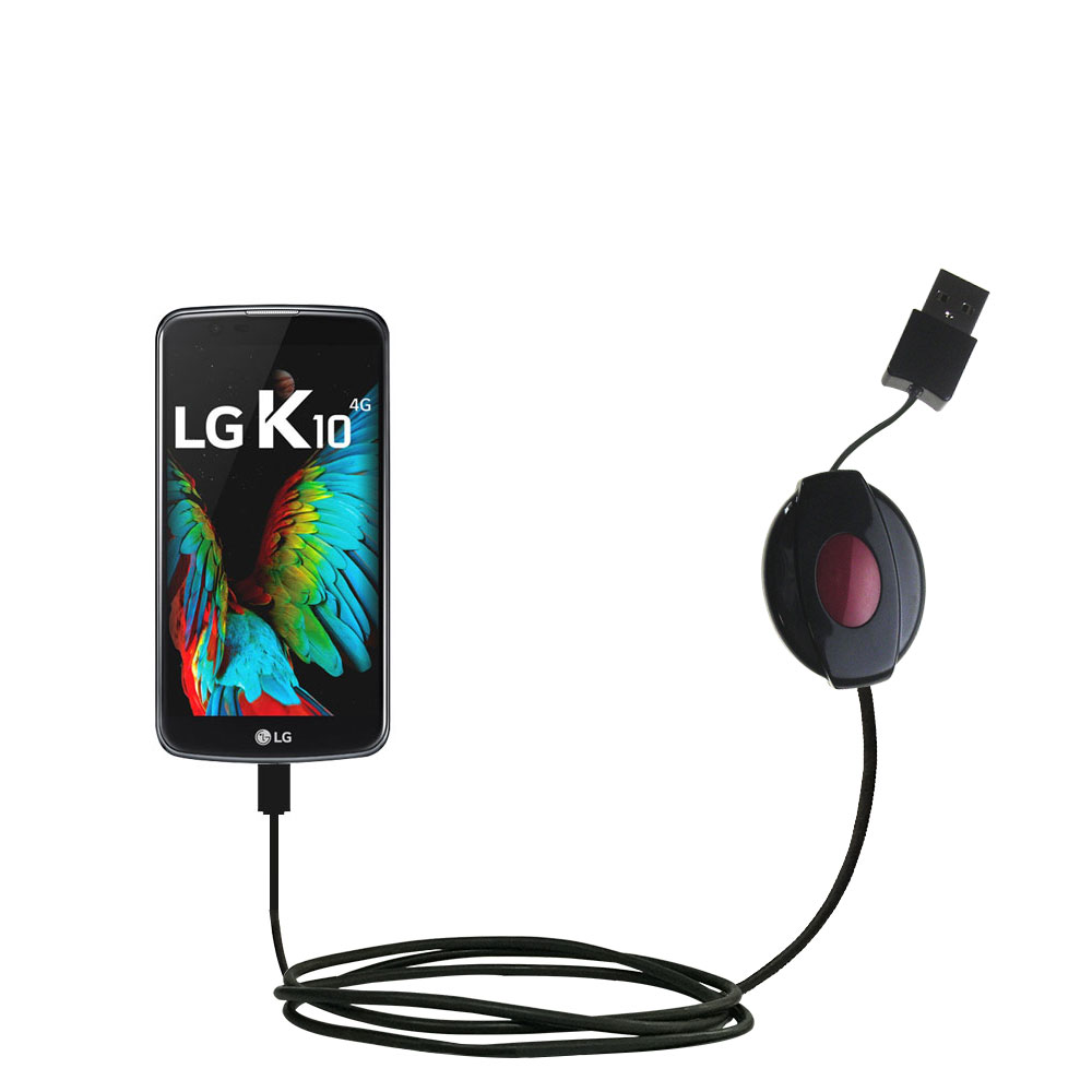 Retractable USB Power Port Ready charger cable designed for the LG K8 / K10 and uses TipExchange