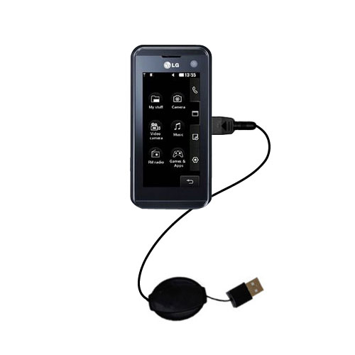 Retractable USB Power Port Ready charger cable designed for the LG KF700 / FG-700 and uses TipExchange