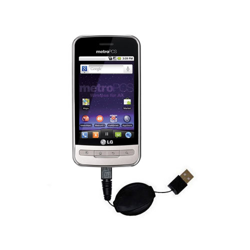 Retractable USB Power Port Ready charger cable designed for the LG MS690 and uses TipExchange