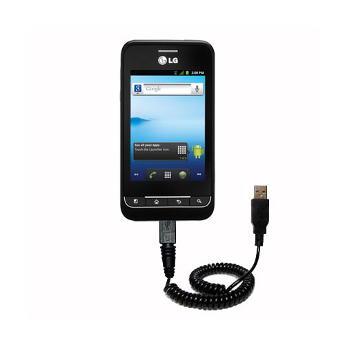 Coiled USB Cable compatible with the LG Optimus 2