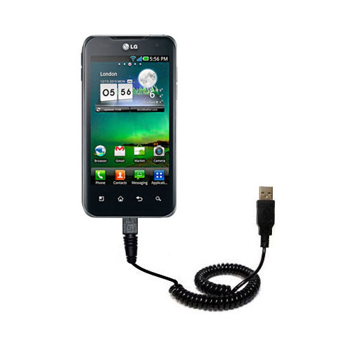 Coiled USB Cable compatible with the LG Optimus 2X