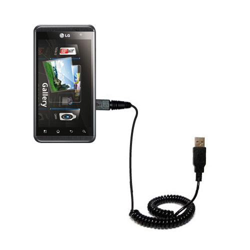 Coiled USB Cable compatible with the LG Optimus 3D