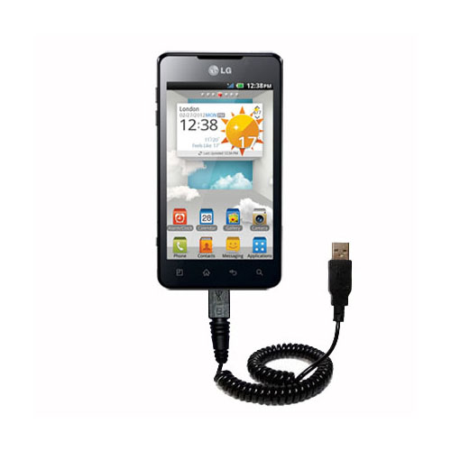 Coiled USB Cable compatible with the LG Optimus 3D Cube