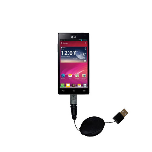 Retractable USB Power Port Ready charger cable designed for the LG Optimus 4X HD and uses TipExchange