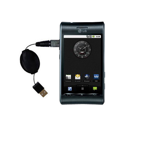 Retractable USB Power Port Ready charger cable designed for the LG Optimus 7Q and uses TipExchange