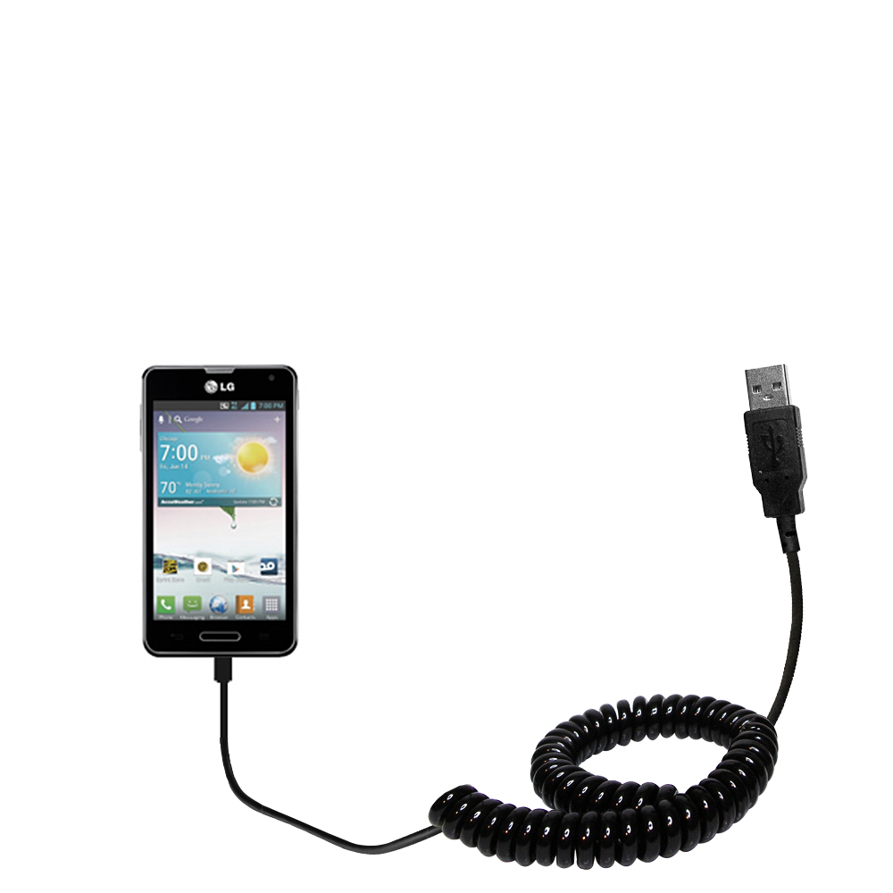 Coiled USB Cable compatible with the LG Optimus F3