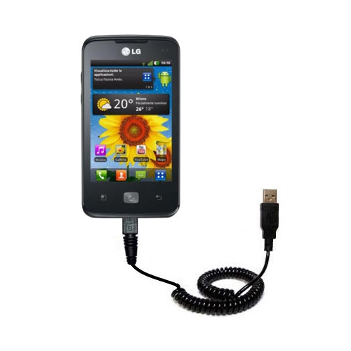 Coiled USB Cable compatible with the LG Optimus Hub
