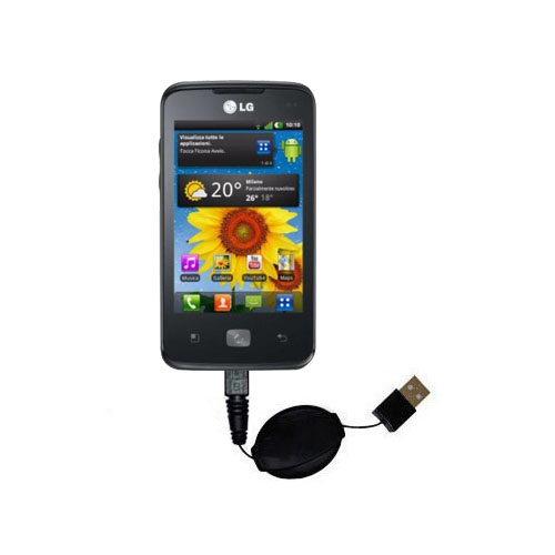 Retractable USB Power Port Ready charger cable designed for the LG Optimus Hub and uses TipExchange