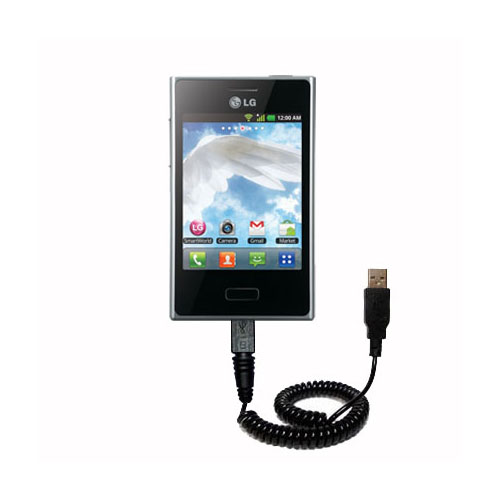 Coiled USB Cable compatible with the LG Optimus L3