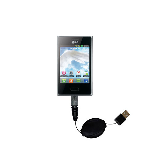 Retractable USB Power Port Ready charger cable designed for the LG Optimus L3 and uses TipExchange