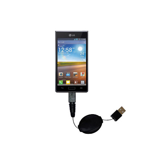 Retractable USB Power Port Ready charger cable designed for the LG Optimus L7 and uses TipExchange