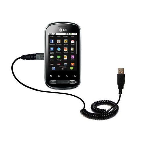 Coiled USB Cable compatible with the LG Optimus Me P350