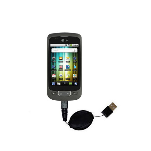 Retractable USB Power Port Ready charger cable designed for the LG Optimus One and uses TipExchange