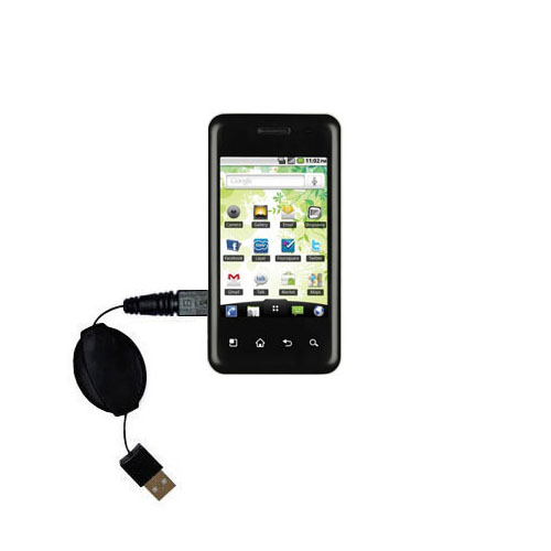 Retractable USB Power Port Ready charger cable designed for the LG Optimus T and uses TipExchange