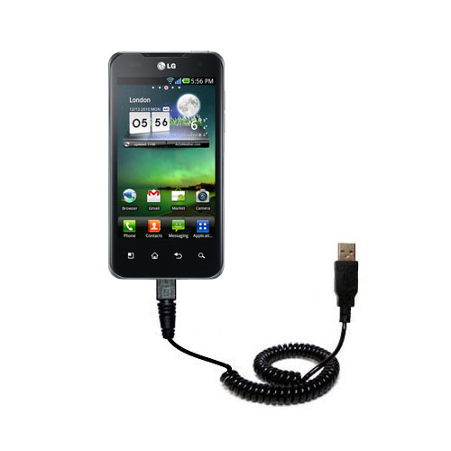 Coiled USB Cable compatible with the LG Optimus Two