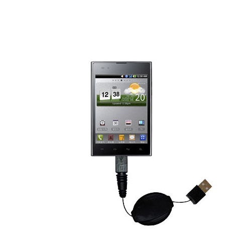 Retractable USB Power Port Ready charger cable designed for the LG Optimus Vu and uses TipExchange