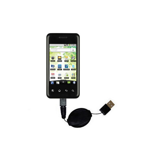 Retractable USB Power Port Ready charger cable designed for the LG P500 and uses TipExchange