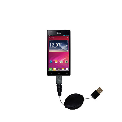 Retractable USB Power Port Ready charger cable designed for the LG P880 and uses TipExchange