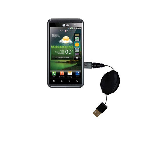 Retractable USB Power Port Ready charger cable designed for the LG P920 and uses TipExchange