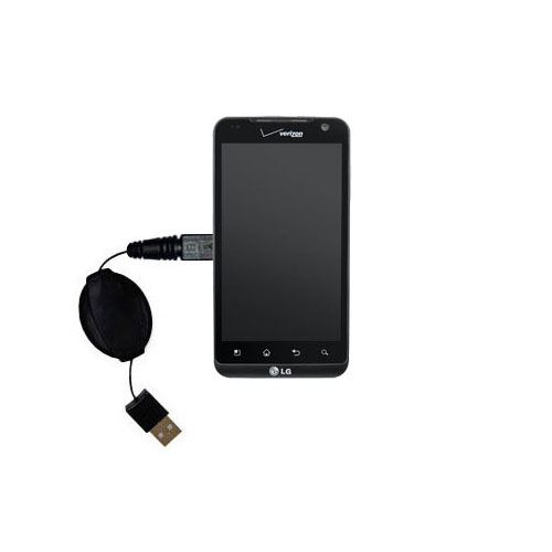 Retractable USB Power Port Ready charger cable designed for the LG Revolution and uses TipExchange