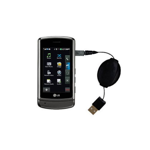 Retractable USB Power Port Ready charger cable designed for the LG Spyder and uses TipExchange