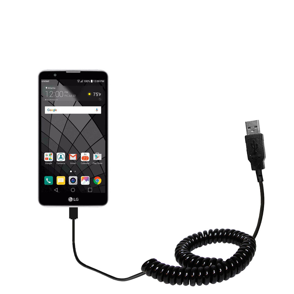 Coiled USB Cable compatible with the LG Stylo 2 / 2V