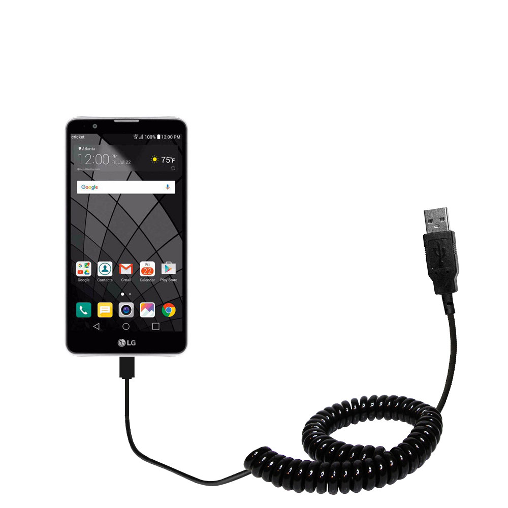 Coiled USB Cable compatible with the LG Stylo 2