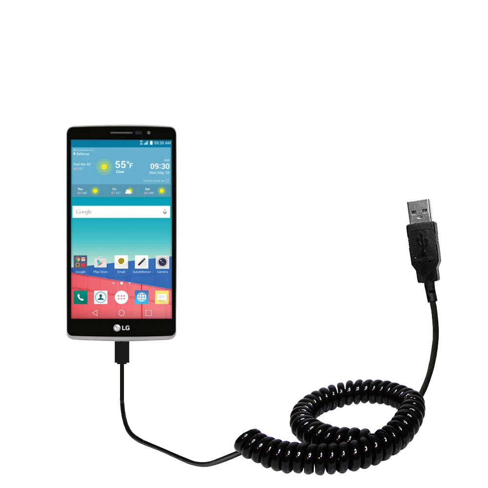 Coiled USB Cable compatible with the LG Stylo 3