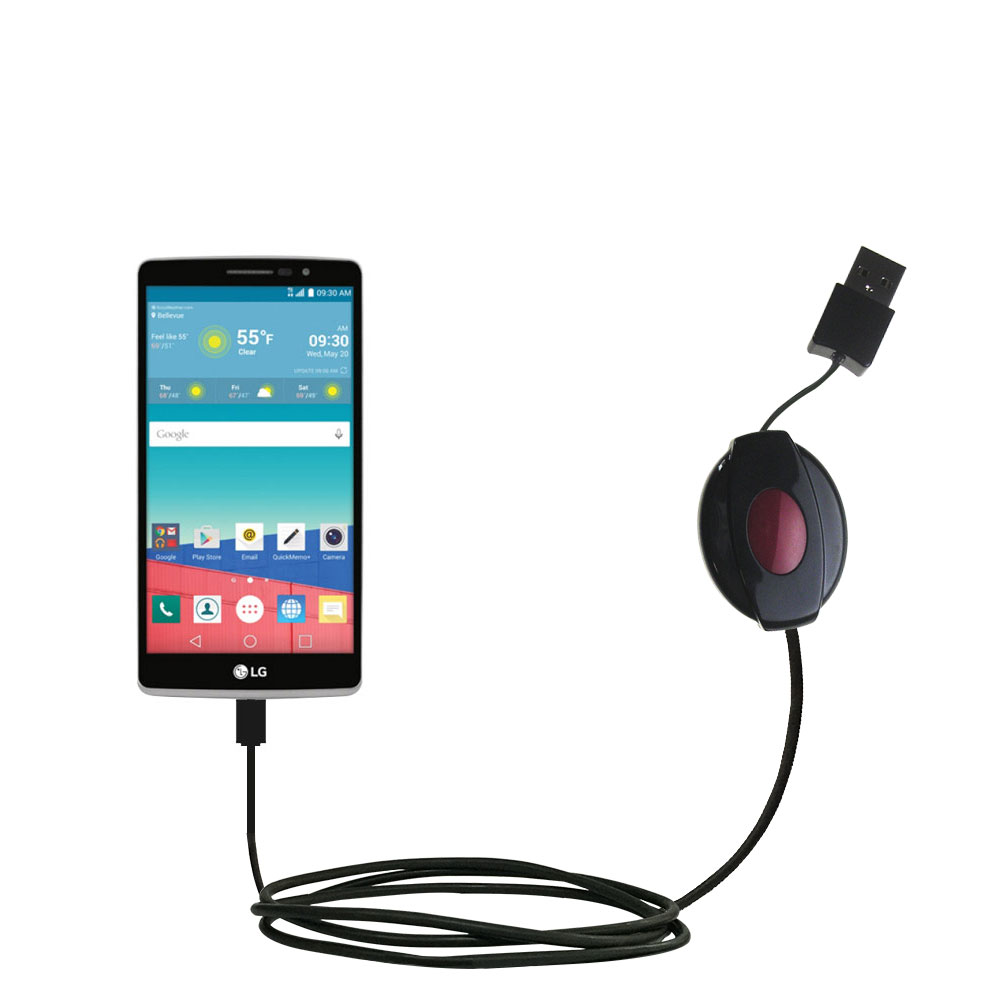 Retractable USB Power Port Ready charger cable designed for the LG Stylo 3 and uses TipExchange