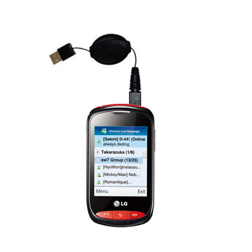 Retractable USB Power Port Ready charger cable designed for the LG T310 and uses TipExchange