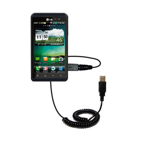 Coiled USB Cable compatible with the LG Thrill 4G