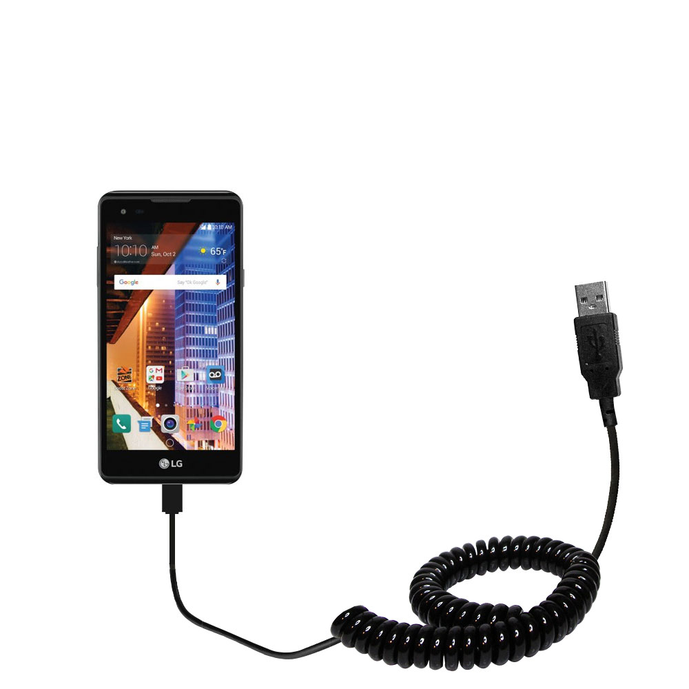 Coiled USB Cable compatible with the LG Tribute HD