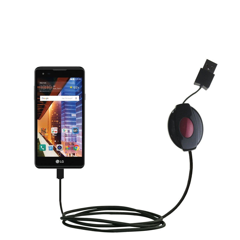 Retractable USB Power Port Ready charger cable designed for the LG Tribute HD and uses TipExchange