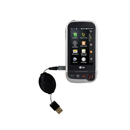 Retractable USB Power Port Ready charger cable designed for the LG UX840 and uses TipExchange