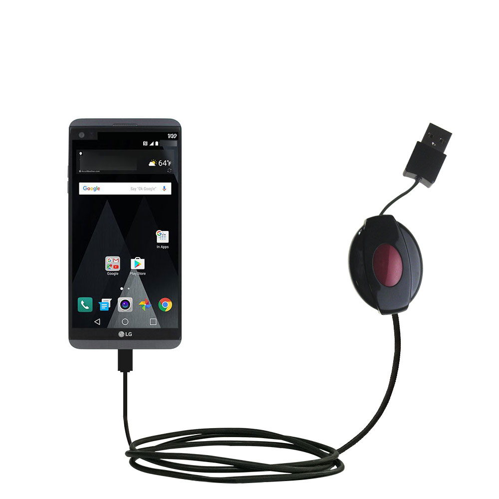 Retractable USB Power Port Ready charger cable designed for the LG V20 and uses TipExchange