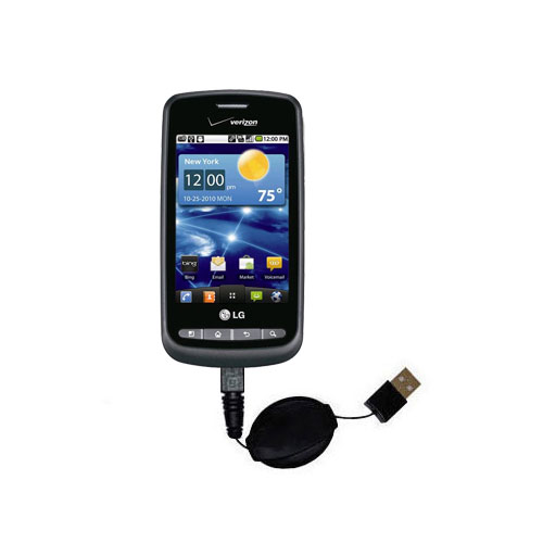 Retractable USB Power Port Ready charger cable designed for the LG Vortex and uses TipExchange
