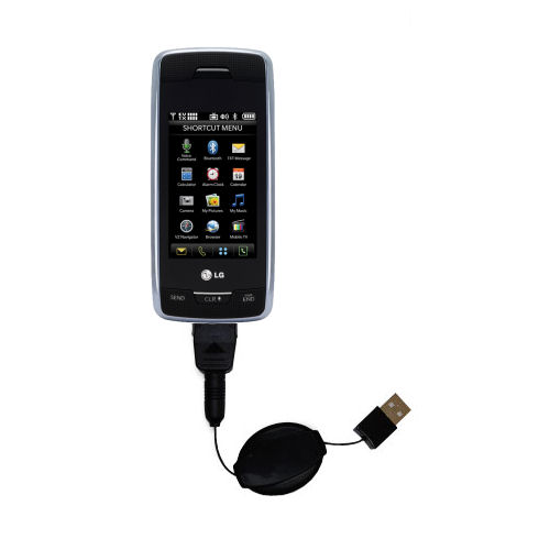 Retractable USB Power Port Ready charger cable designed for the LG Voyager and uses TipExchange