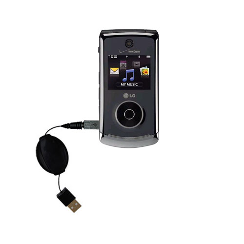 Retractable USB Power Port Ready charger cable designed for the LG VX8560 and uses TipExchange