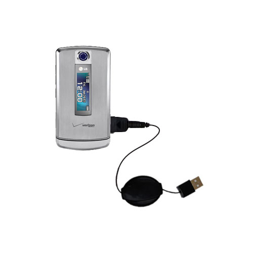 Retractable USB Power Port Ready charger cable designed for the LG VX8700 and uses TipExchange