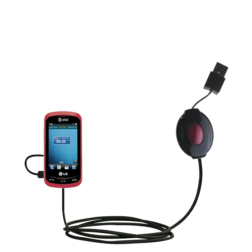 Retractable USB Power Port Ready charger cable designed for the LG Xpression and uses TipExchange