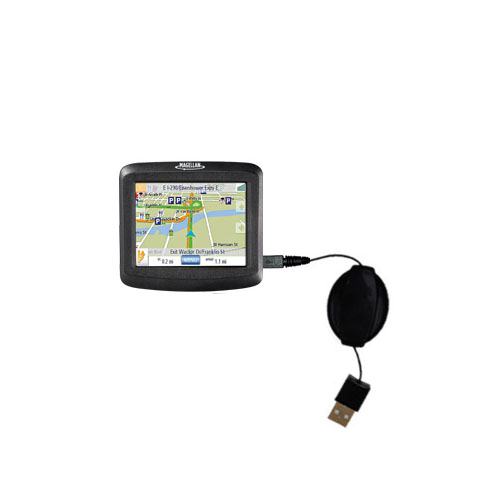 Retractable USB Power Port Ready charger cable designed for the Magellan Roadmate 1200 and uses TipExchange