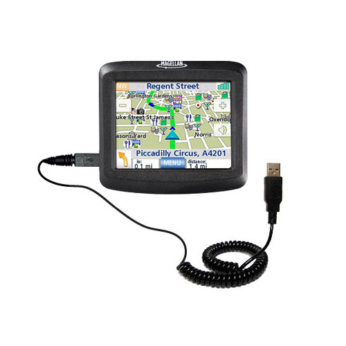 Coiled USB Cable compatible with the Magellan Roadmate 1215