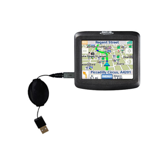 Retractable USB Power Port Ready charger cable designed for the Magellan Roadmate 1215 and uses TipExchange